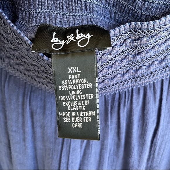 By and By Palazzo Wide Leg Pants Gauze Blue Plus Size Lagenlook Coastal XXL - Picture 4 of 8